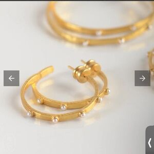 Julie Vos Crescent Pearl Hoop Earrings Medium